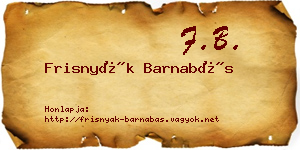 Frisnyák Barnabás névjegykártya